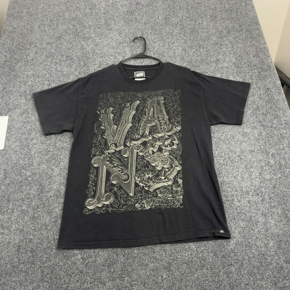 Vans T Shirt Mens L Black Filigree Graphic Since Sixty-Six Skater Streetwear